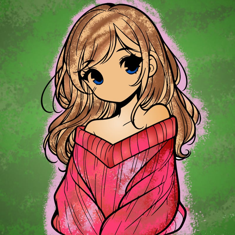 shy pretty girl wearing a sweater that is falling off one shoulder portrait