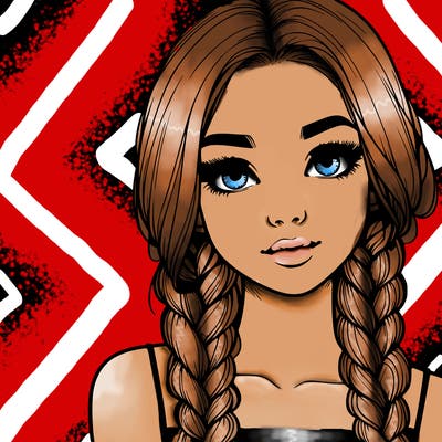 realistic girl with braids