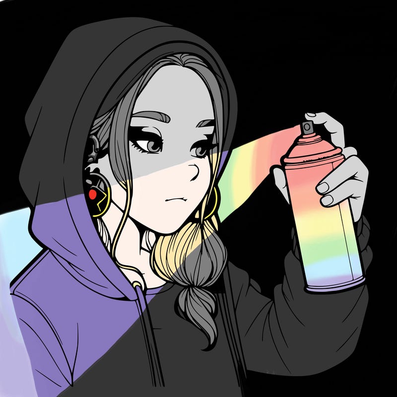 a realistic girl, spray painting