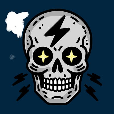 skull with lightning bolt eyes.