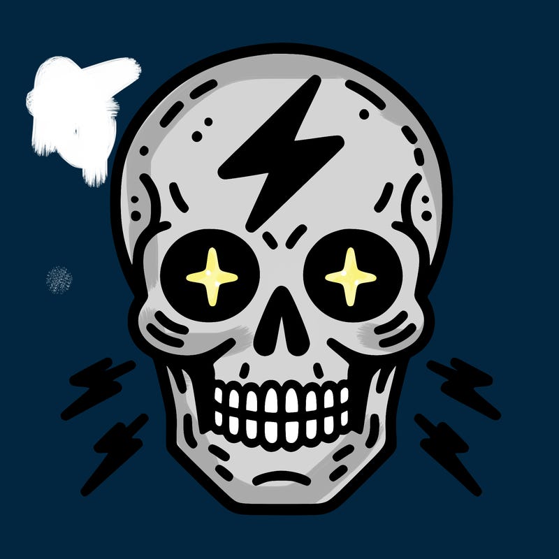 skull with lightning bolt eyes.