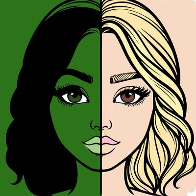 realistic girl split half