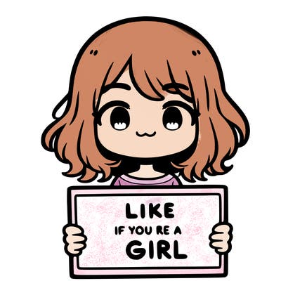 a cute girl holding a sign that says like if you’re a girl