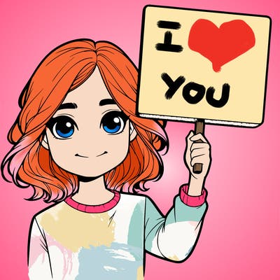 realistic girl holding up a sign