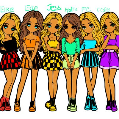 a group of girls realistic