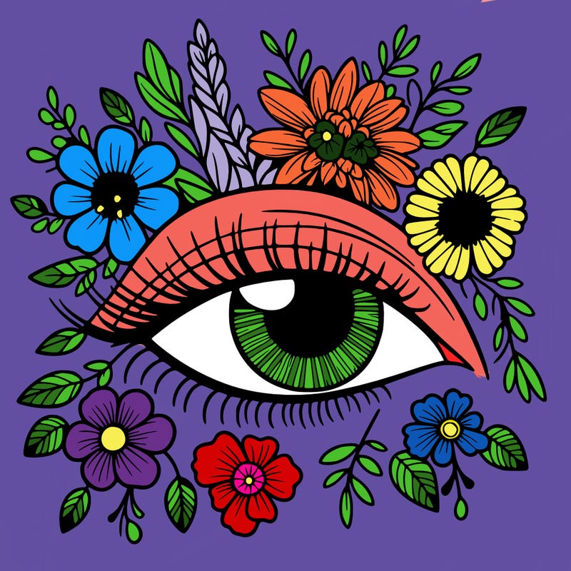 eye with flowers