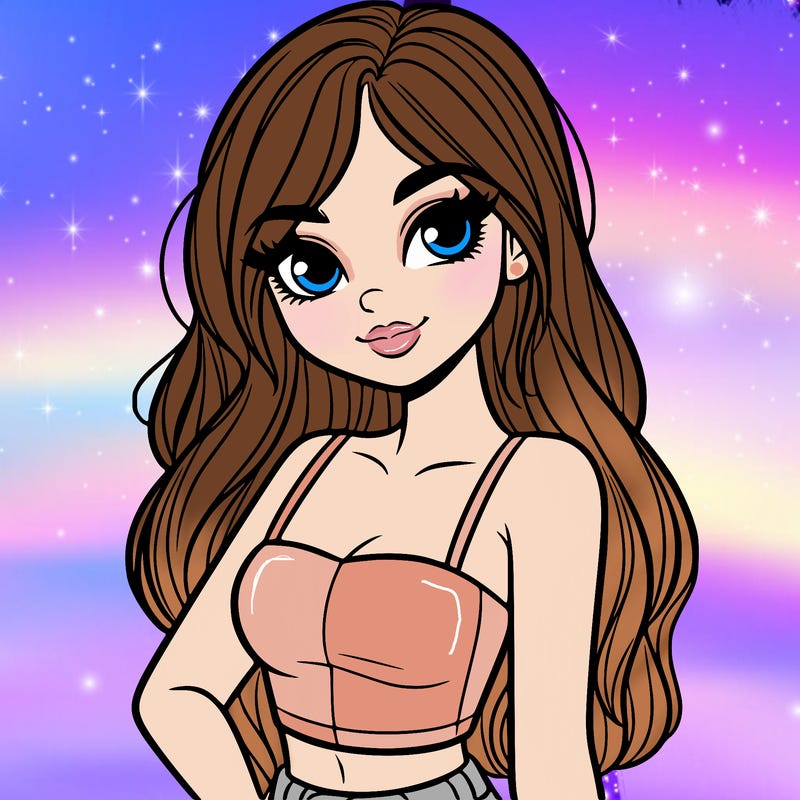 a pretty girl portrait in a crop top and has long hair and pretty eyes