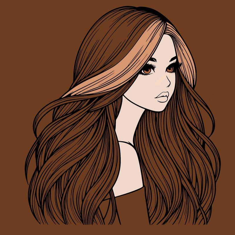 realistic girl with long realistic hair