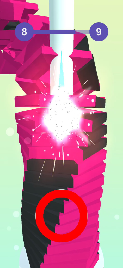 Stack Ball 3D ! - Ball smashing through pink platforms in Stack Ball 3D game