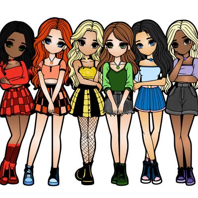 a group of girls realistic