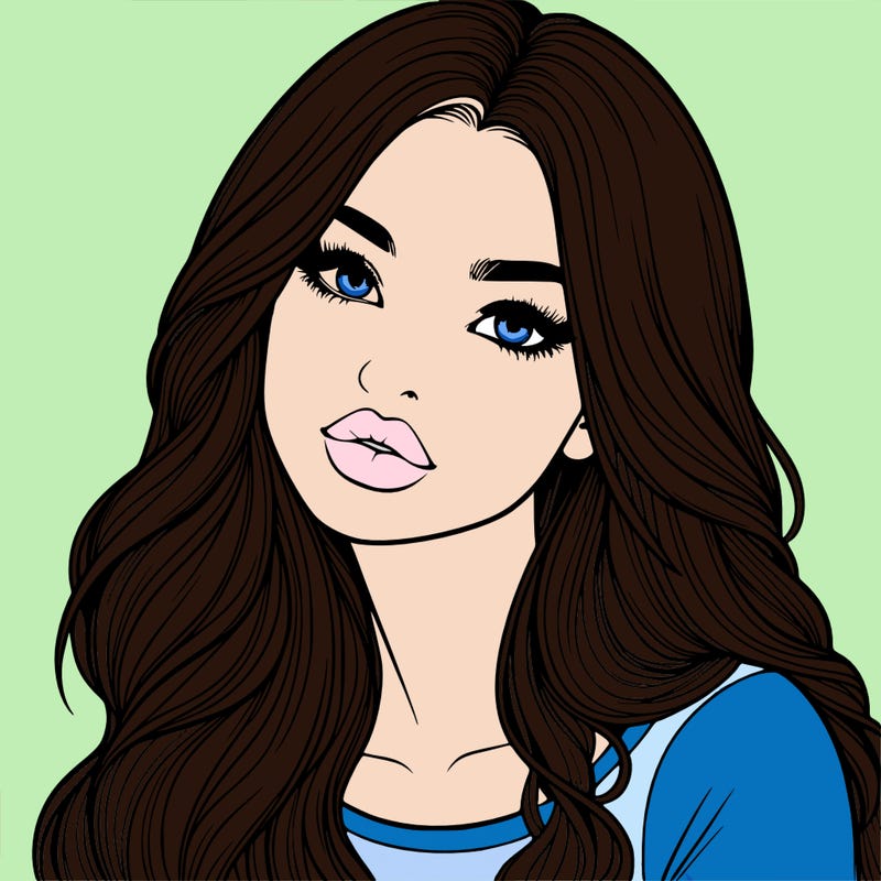 realistic girl with hair on her hair and lips