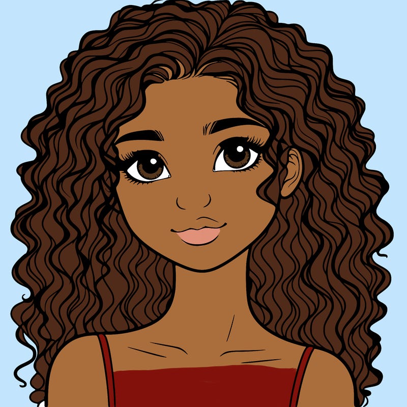 realistic girl with curly hair