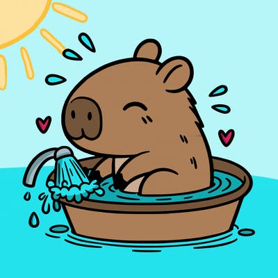 capybara taking a bath
