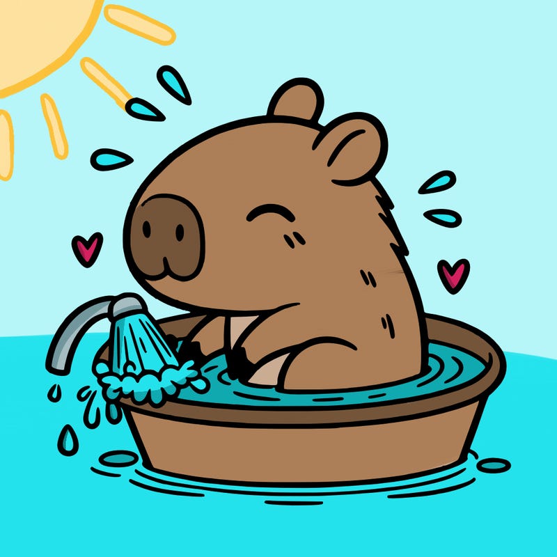 capybara taking a bath