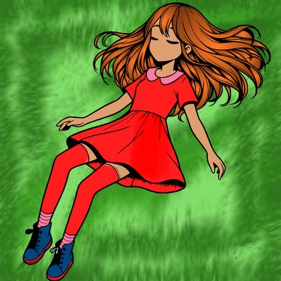 realistic girl floating