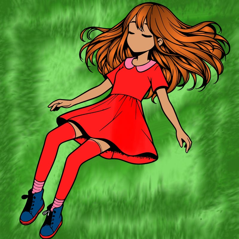 realistic girl floating