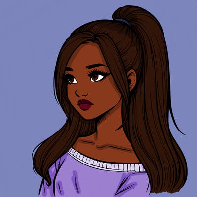 realistic girl with a high ponytail