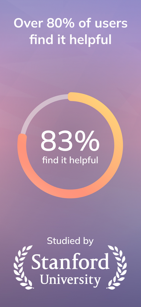 Youper: AI Mental Health - Gráfico que muestra que el 83 por ciento de los usuarios encuentran útil a Youper y menciona un estudio de la Universidad de Stanford