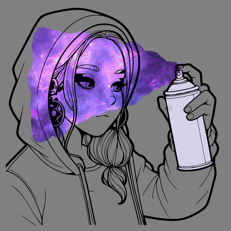 a realistic girl, spray painting