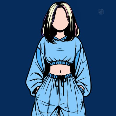 realistic girl faceless with baggy pants and a crop top