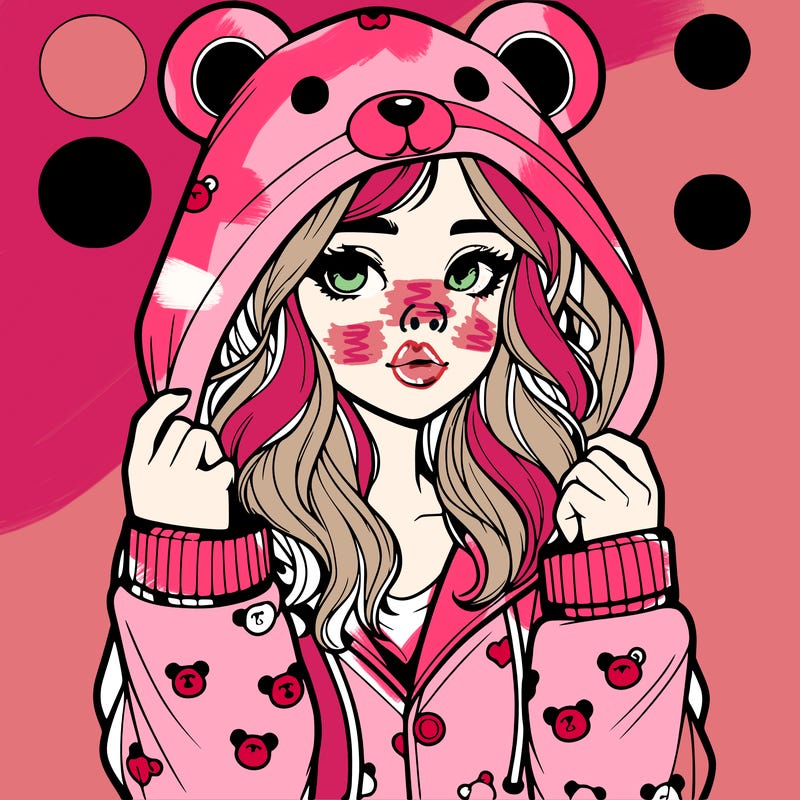 realistic girl in a animal pjs hoodie