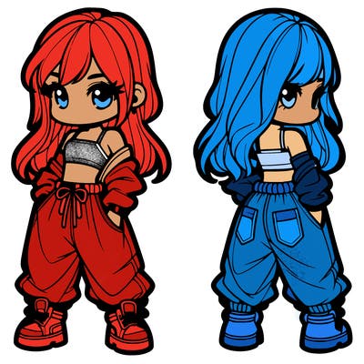 girl in crop top and baggy pants