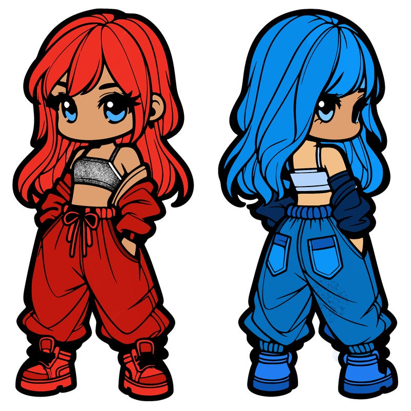 girl in crop top and baggy pants