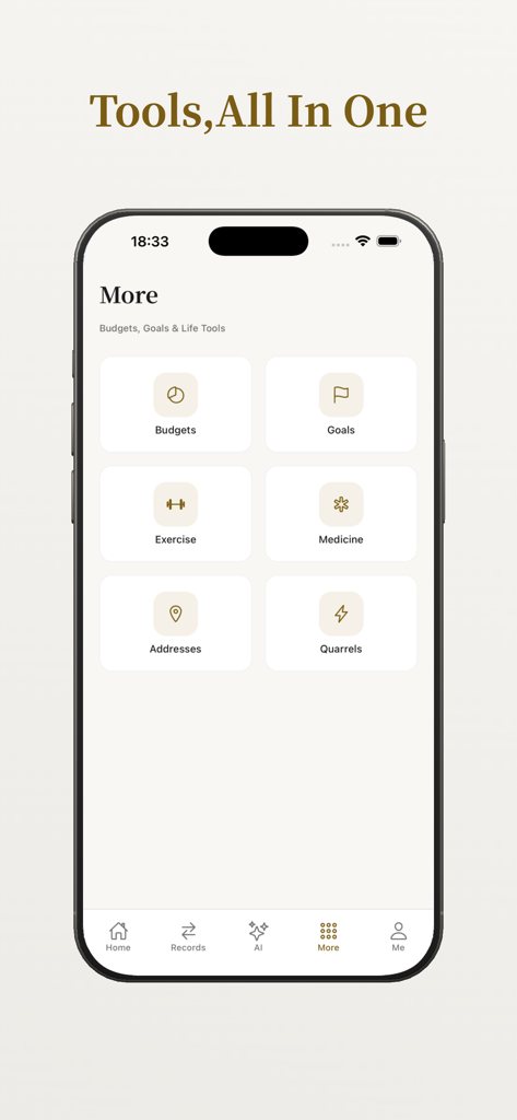 Cenno - Cenno app interface showing holistic tracking tools for budgets, goals, exercise, and medicine.