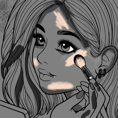 a realistic girl doing her makeup