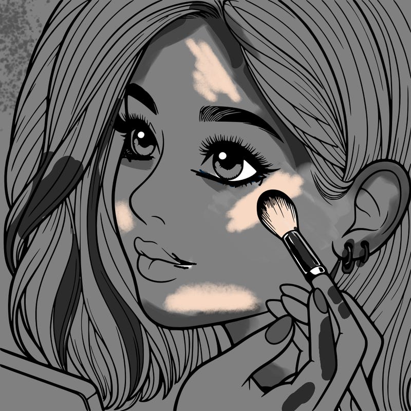 a realistic girl doing her makeup