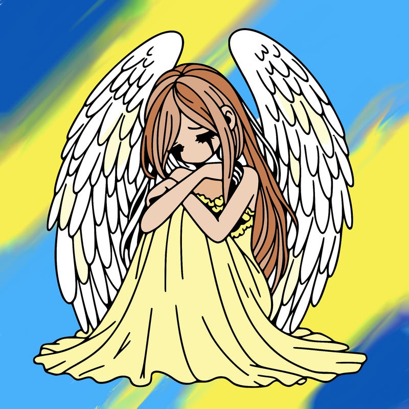 ethereal girl in grief, lonely and heartbroken