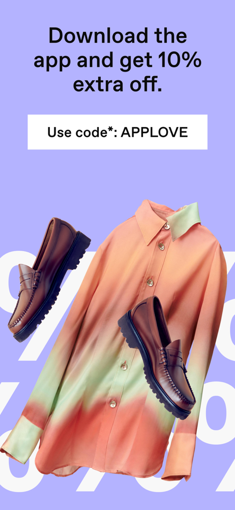 Promotion pour l'application Booztlet offrant 10 % de réduction supplémentaire avec le code APPLOVE présentant des articles de mode