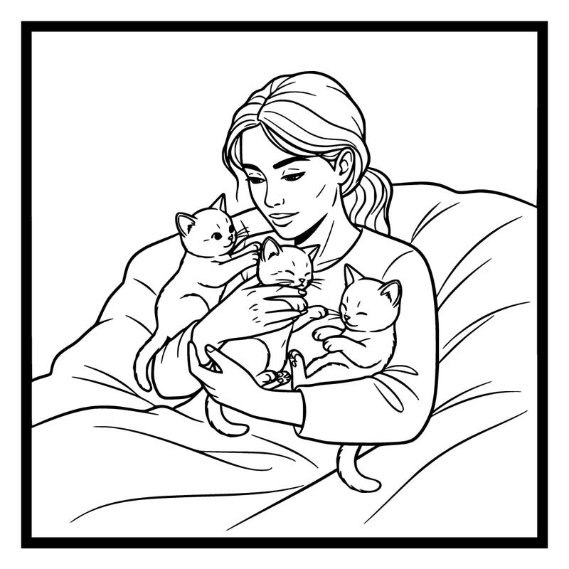 three kitties in a lady's arms