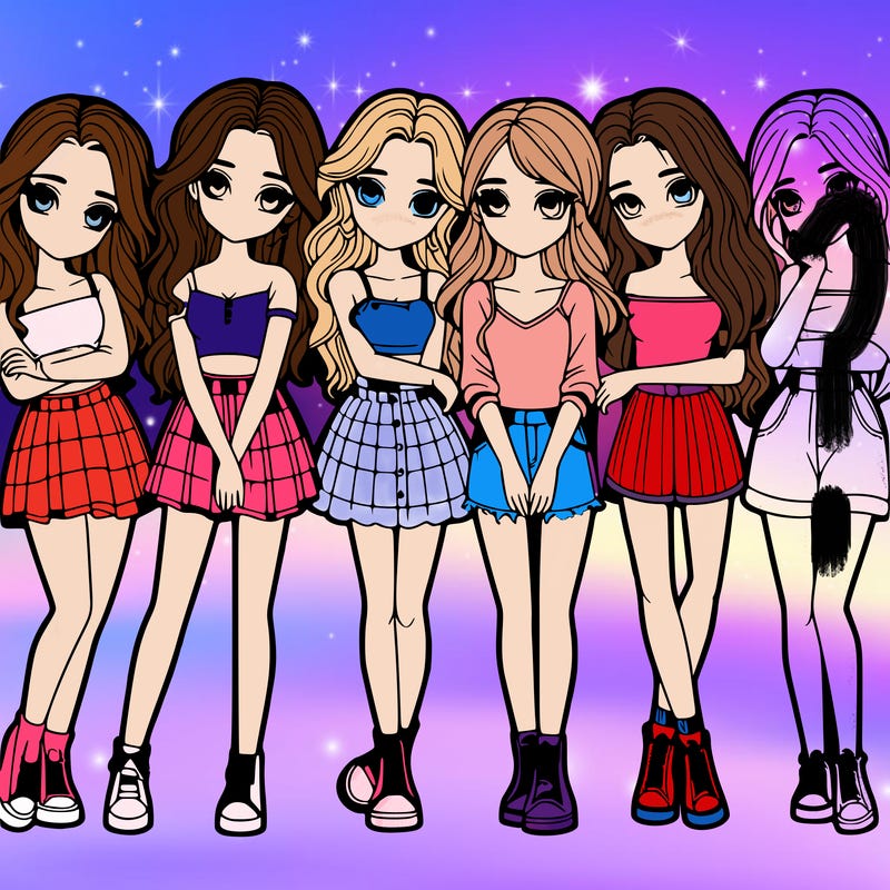 a group of girls realistic