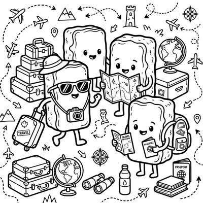 Get ready for a sweet escape with these adorable Maple Bars on a fun-filled vacation adventure. This charming coloring page is packed with travel essentials and cheerful characters, perfect for igniting your wanderlust.