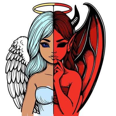 realistic angel half demon