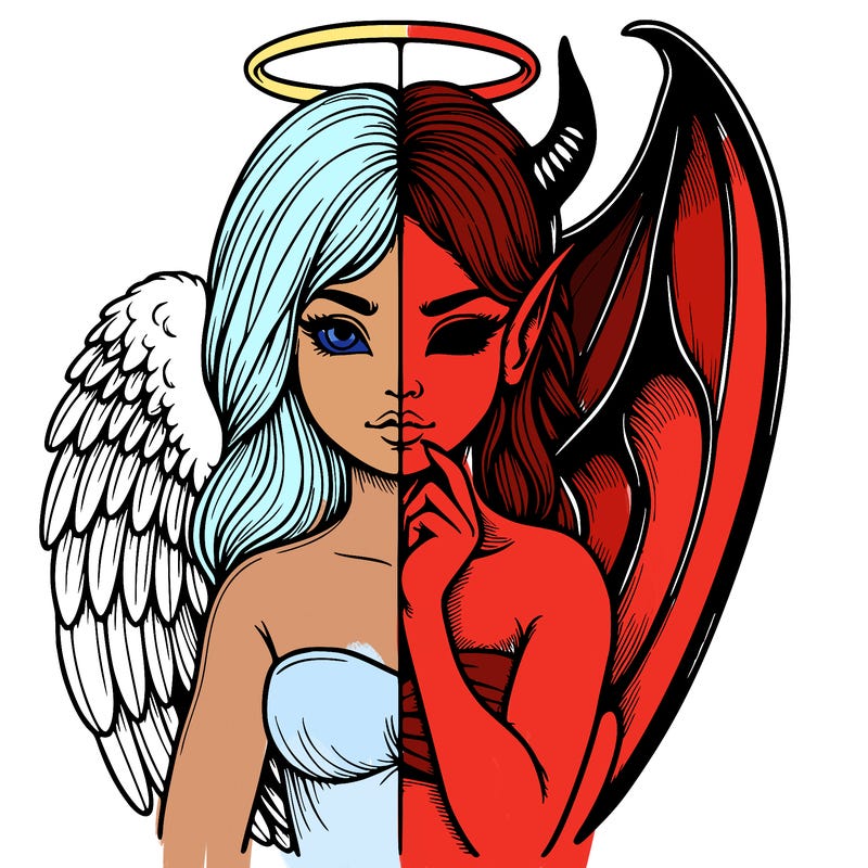 realistic angel half demon