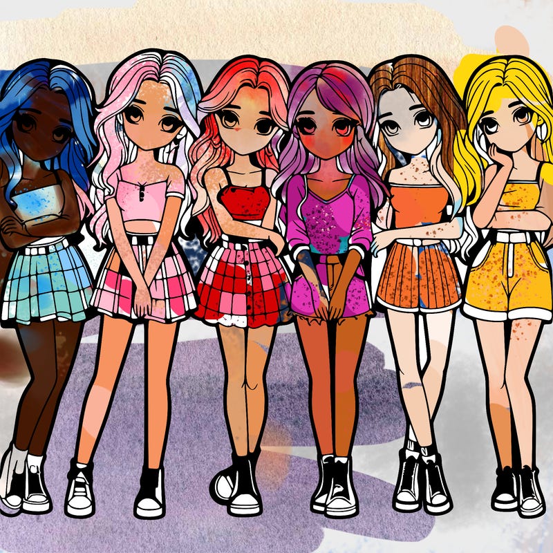 a group of girls realistic