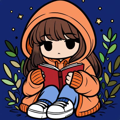 girl in oversized hoodie reading a book