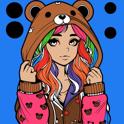 realistic girl in a animal pjs hoodie