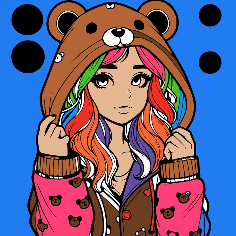 realistic girl in a animal pjs hoodie