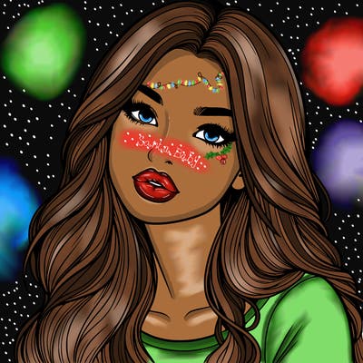 realistic girl with hair on her hair and lips