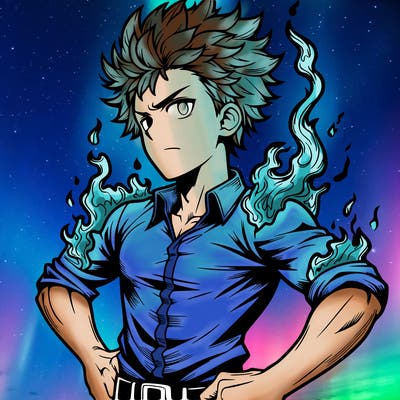 realistic manga man of fire