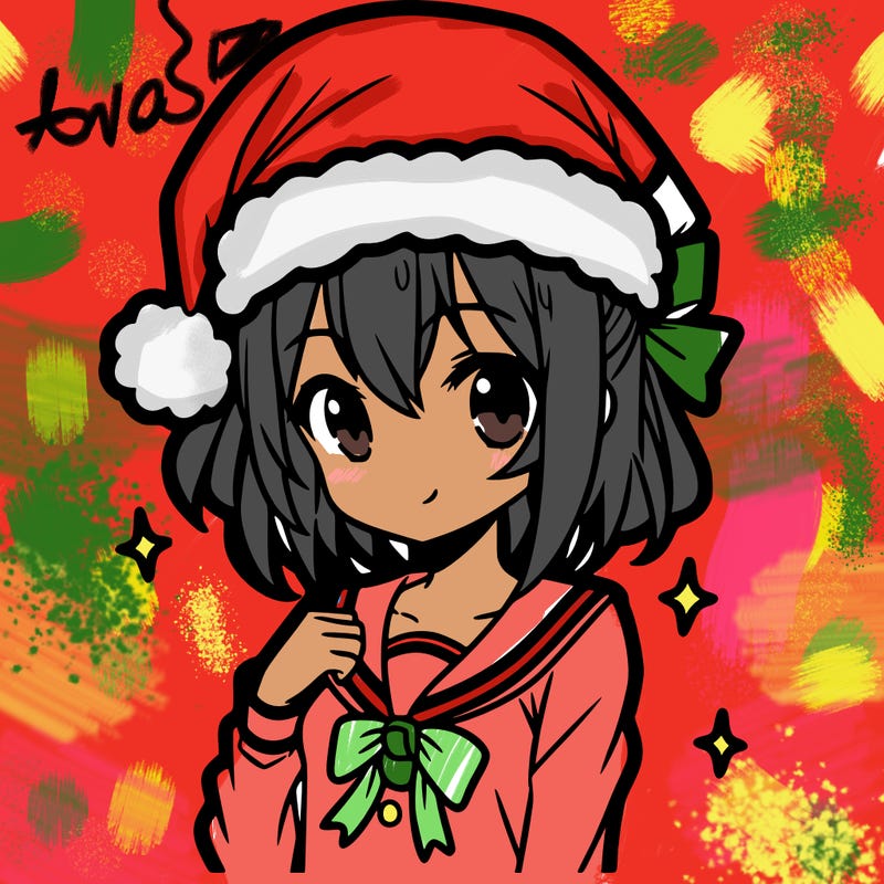anime girl wearing a santa hat