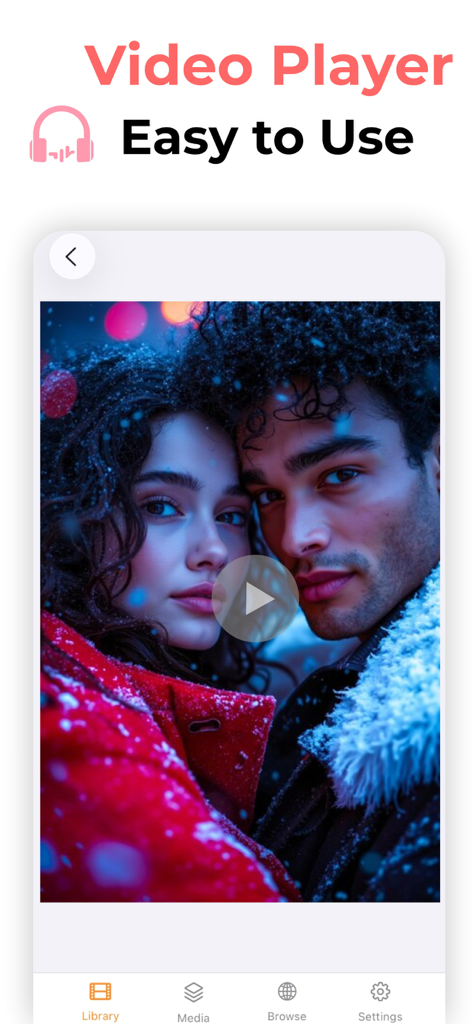 Pantalla del reproductor de video de la app móvil Tubidy Fm mostrando una interfaz fácil de usar con un botón de reproducción y un menú de navegación