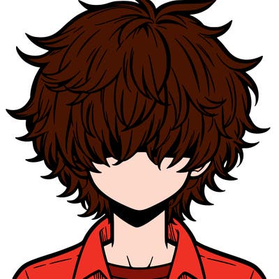 manga boy fluffy hair covering his eyes