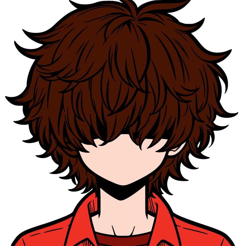 manga boy fluffy hair covering his eyes