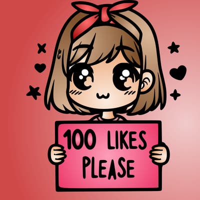 girl holding sign saying 100 likes please