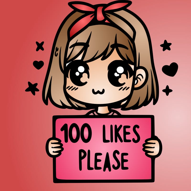 girl holding sign saying 100 likes please