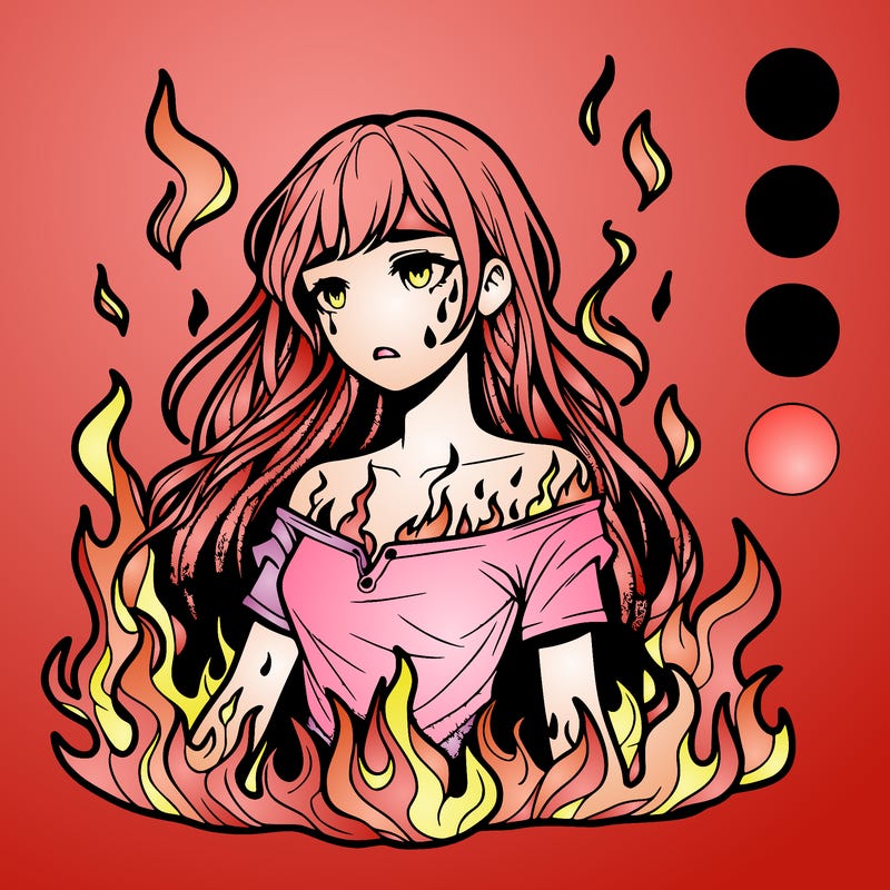 realistic girl in flames